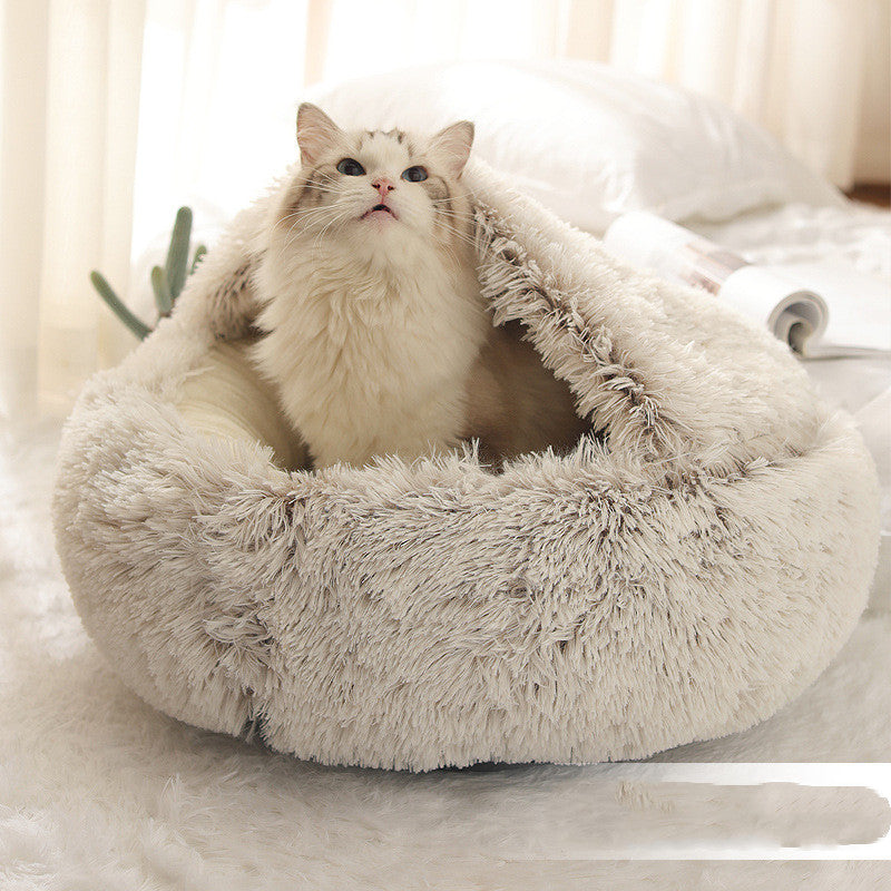 cat bed pet winter bed round plush warm bed house